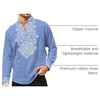 image:imageCOOFANDY Mens Henley Shirt Vyshyvanka Long Sleeve African Print Shirts Casual Zip Up Cotton Linen Beach Hippie ShirtDenim Blue