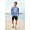 image:imageCOOFANDY Mens Henley Shirt Vyshyvanka Long Sleeve African Print Shirts Casual Zip Up Cotton Linen Beach Hippie ShirtDenim Blue