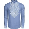 image:imageCOOFANDY Mens Henley Shirt Vyshyvanka Long Sleeve African Print Shirts Casual Zip Up Cotton Linen Beach Hippie ShirtDenim Blue