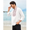 image:imageCOOFANDY Mens Henley Shirt Vyshyvanka Long Sleeve African Print Shirts Casual Zip Up Cotton Linen Beach Hippie ShirtFloral Print
