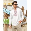 image:imageCOOFANDY Mens Henley Shirt Vyshyvanka Long Sleeve African Print Shirts Casual Zip Up Cotton Linen Beach Hippie ShirtFloral Print