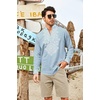 image:imageCOOFANDY Mens Henley Shirt Vyshyvanka Long Sleeve African Print Shirts Casual Zip Up Cotton Linen Beach Hippie ShirtLight Blue