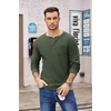 image:imageCOOFANDY Mens Henley Shirts Long Sleeve Basic Waffle Pique Pullover TShirt with PocketArmy Green