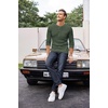 image:imageCOOFANDY Mens Henley Shirts Long Sleeve Basic Waffle Pique Pullover TShirt with PocketArmy Green