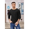 image:imageCOOFANDY Mens Henley Shirts Long Sleeve Basic Waffle Pique Pullover TShirt with PocketBlack
