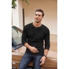 image:imageCOOFANDY Mens Henley Shirts Long Sleeve Basic Waffle Pique Pullover TShirt with PocketBlack
