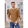 image:imageCOOFANDY Mens Henley Shirts Long Sleeve Basic Waffle Pique Pullover TShirt with PocketBrown