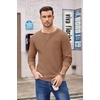 image:imageCOOFANDY Mens Henley Shirts Long Sleeve Basic Waffle Pique Pullover TShirt with PocketDark Brown