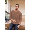 image:imageCOOFANDY Mens Henley Shirts Long Sleeve Basic Waffle Pique Pullover TShirt with PocketDark Brown
