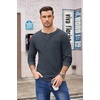 image:imageCOOFANDY Mens Henley Shirts Long Sleeve Basic Waffle Pique Pullover TShirt with PocketDark Grey
