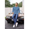 image:imageCOOFANDY Mens Henley Shirts Long Sleeve Basic Waffle Pique Pullover TShirt with PocketLake Blue