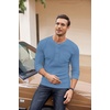 image:imageCOOFANDY Mens Henley Shirts Long Sleeve Basic Waffle Pique Pullover TShirt with PocketLake Blue