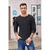 image:imageCOOFANDY Mens Henley Shirts Long Sleeve Basic Waffle Pique Pullover TShirt with PocketNavy Blue
