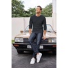 image:imageCOOFANDY Mens Henley Shirts Long Sleeve Basic Waffle Pique Pullover TShirt with PocketNavy Blue