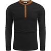 image:imageCOOFANDY Mens Henley Shirts Long Sleeve Basic Waffle Pique Pullover TShirt with PocketPat Black  Light Brown