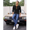 image:imageCOOFANDY Mens Henley Shirts Long Sleeve Basic Waffle Pique Pullover TShirt with PocketPat Black  Light Brown