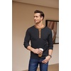 image:imageCOOFANDY Mens Henley Shirts Long Sleeve Basic Waffle Pique Pullover TShirt with PocketPat Navy  Light Brown