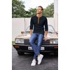 image:imageCOOFANDY Mens Henley Shirts Long Sleeve Basic Waffle Pique Pullover TShirt with PocketPat Navy  Light Brown