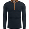 image:imageCOOFANDY Mens Henley Shirts Long Sleeve Basic Waffle Pique Pullover TShirt with PocketPat Navy  Light Brown