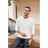 image:imageCOOFANDY Mens Henley Shirts Long Sleeve Basic Waffle Pique Pullover TShirt with PocketWhite