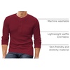 image:imageCOOFANDY Mens Henley Shirts Long Sleeve Basic Waffle Pique Pullover TShirt with PocketWine Red