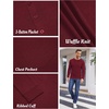 image:imageCOOFANDY Mens Henley Shirts Long Sleeve Basic Waffle Pique Pullover TShirt with PocketWine Red