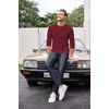 image:imageCOOFANDY Mens Henley Shirts Long Sleeve Basic Waffle Pique Pullover TShirt with PocketWine Red