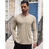 image:imageCOOFANDY Mens Henley Shirts Long Sleeve Button TShirt Lightweight Fashion Casual Pullover ShirtHeather Khaki