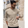 image:imageCOOFANDY Mens Henley Shirts Long Sleeve Button TShirt Lightweight Fashion Casual Pullover ShirtHeather Khaki