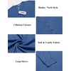 image:imageCOOFANDY Mens Henley Shirts Long Sleeve Button TShirt Lightweight Fashion Casual Pullover ShirtHeather Lake Blue