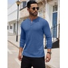 image:imageCOOFANDY Mens Henley Shirts Long Sleeve Button TShirt Lightweight Fashion Casual Pullover ShirtHeather Lake Blue