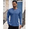 image:imageCOOFANDY Mens Henley Shirts Long Sleeve Button TShirt Lightweight Fashion Casual Pullover ShirtHeather Lake Blue