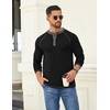 image:imageCOOFANDY Mens Henley Shirts Long Sleeve Casual Button V Neck TShirt Lightweight Fashion Pullover ShirtsBlack