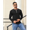 image:imageCOOFANDY Mens Henley Shirts Long Sleeve Casual Button V Neck TShirt Lightweight Fashion Pullover ShirtsBlack