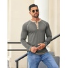 image:imageCOOFANDY Mens Henley Shirts Long Sleeve Casual Button V Neck TShirt Lightweight Fashion Pullover ShirtsDark Heather Grey