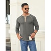 image:imageCOOFANDY Mens Henley Shirts Long Sleeve Casual Button V Neck TShirt Lightweight Fashion Pullover ShirtsDark Heather Grey