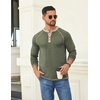 image:imageCOOFANDY Mens Henley Shirts Long Sleeve Casual Button V Neck TShirt Lightweight Fashion Pullover ShirtsHeather Army Green
