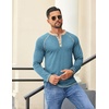 image:imageCOOFANDY Mens Henley Shirts Long Sleeve Casual Button V Neck TShirt Lightweight Fashion Pullover ShirtsHeather Blue