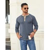 image:imageCOOFANDY Mens Henley Shirts Long Sleeve Casual Button V Neck TShirt Lightweight Fashion Pullover ShirtsHeather Dark Blue