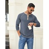 image:imageCOOFANDY Mens Henley Shirts Long Sleeve Casual Button V Neck TShirt Lightweight Fashion Pullover ShirtsHeather Dark Blue