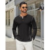 image:imageCOOFANDY Mens Henley Shirts Long Sleeve Casual Maverick Slub Henley TShirts Lightweight Basic Tee01black