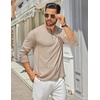 image:imageCOOFANDY Mens Henley Shirts Long Sleeve Casual Maverick Slub Henley TShirts Lightweight Basic Tee01light Khaki