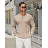 image:imageCOOFANDY Mens Henley Shirts Long Sleeve Casual Maverick Slub Henley TShirts Lightweight Basic Tee01light Khaki