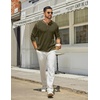 image:imageCOOFANDY Mens Henley Shirts Long Sleeve Casual Maverick Slub Henley TShirts Lightweight Basic Tee02army Green