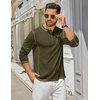 image:imageCOOFANDY Mens Henley Shirts Long Sleeve Casual Maverick Slub Henley TShirts Lightweight Basic Tee02army Green