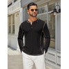 image:imageCOOFANDY Mens Henley Shirts Long Sleeve Casual Maverick Slub Henley TShirts Lightweight Basic Tee02black