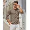 image:imageCOOFANDY Mens Henley Shirts Long Sleeve Casual Maverick Slub Henley TShirts Lightweight Basic Tee02khaki