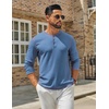 image:imageCOOFANDY Mens Henley Shirts Long Sleeve Casual Maverick Slub Henley TShirts Lightweight Basic TeeBlue