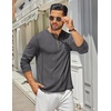 image:imageCOOFANDY Mens Henley Shirts Long Sleeve Casual Maverick Slub Henley TShirts Lightweight Basic TeeDark Gray