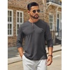 image:imageCOOFANDY Mens Henley Shirts Long Sleeve Casual Maverick Slub Henley TShirts Lightweight Basic TeeDark Gray
